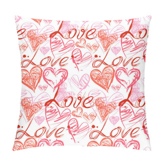 Personality  Grunge Ink Splash Seamless Pattern With Hearts And Calligraphy Pillow Covers