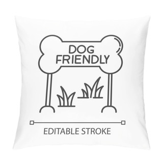 Personality  Dog Friendly Zone Pixel Perfect Linear Icon. Puppy Allowed Park And Square, Permitted Territory. Thin Line Customizable Illustration. Contour Symbol. Vector Isolated Outline Drawing. Editable Stroke Pillow Covers