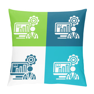 Personality  Administrator Flat Four Color Minimal Icon Set Pillow Covers