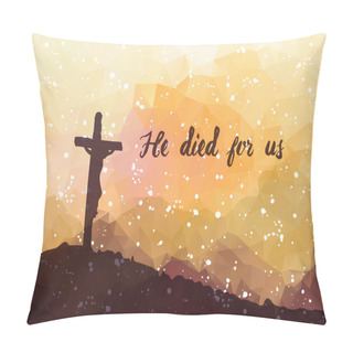 Personality  Easter Scene With Cross. Jesus Christ. Watercolor Vector Illustr Pillow Covers