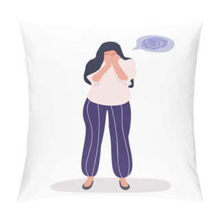 Personality  Image Of Sad Woman Crying On Her Problems Pillow Covers
