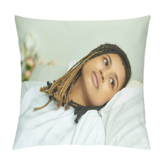 Personality  Grief, Depressed African American Woman Lying In Private Ward, Hospital, Miscarriage Concept Pillow Covers