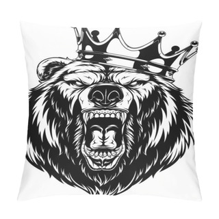 Personality  Ferocious Bear In The Crown Pillow Covers