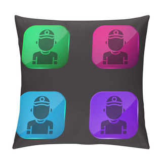 Personality  Baseball Player Four Color Glass Button Icon Pillow Covers