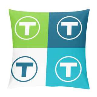 Personality  Boston Metro Logo Flat Four Color Minimal Icon Set Pillow Covers