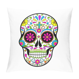Personality  Mexican Sugar Skulls, Day Of The Dead Vector Illustration On White Background  Pillow Covers