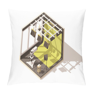 Personality  Vector Isometric Low Poly Television Studio Pillow Covers