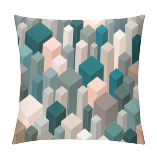 Personality  Cubic Isometric City With A Light Outline For The Background Pillow Covers