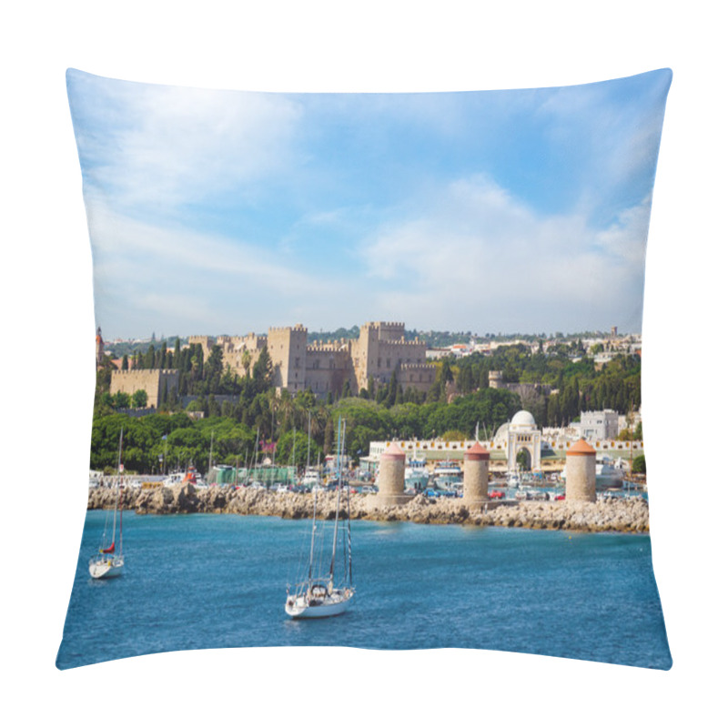 Personality  Famous Knight Castle And Windmills In Rhodes Pillow Covers