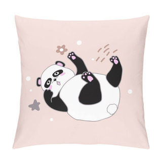 Personality  Cute Little Panda Falls. Cartoon Style. Hand-drawn Chinese Bamboo Bear. Additional Elements Are Doodles. Stock Vector Illustration For Printing On Stationery, Postcards, Paper. Pillow Covers