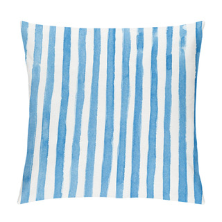 Personality  Watercolor Striped Background With Vertical Blue Stripes Pillow Covers