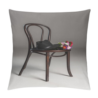 Personality  Wooden Chair With Hat And Flowers Pillow Covers