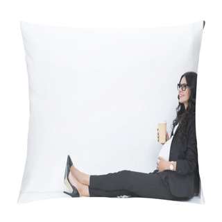 Personality  Pregnant Businesswoman Drinking Coffee Pillow Covers