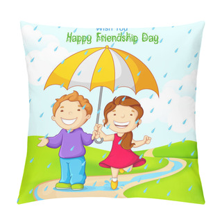 Personality  Friend Celebrating Friendship Day In Rain Pillow Covers