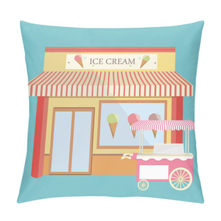 Personality  Ice Cream Store Facade Pillow Covers