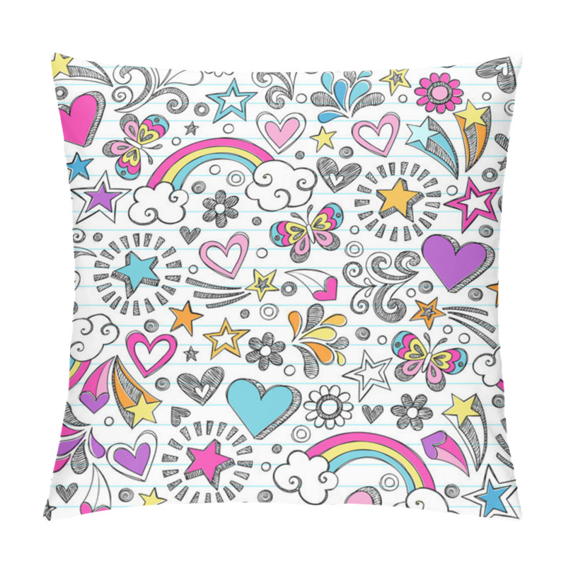 Personality  Seamless Sketchy School Doodles Vector Pattern Pillow Covers
