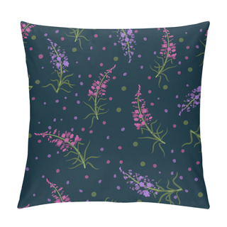 Personality  Vector Fireweed Seamless Pattern On Dark Background Pillow Covers