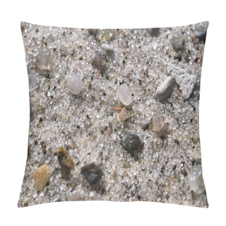 Personality  Sand On The Beach. Small Pebbles In Different Colors. Detail Shot. Landscape On The Coast Pillow Covers