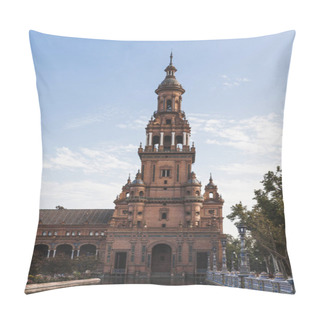 Personality  Eclectic Tower Under Blue Sky, Seville, Spain Pillow Covers