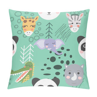 Personality  Cartoon Cute Animal Tribal Faces. Boho Cute Animals Pattern Pillow Covers
