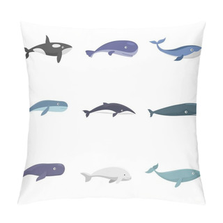 Personality  Whale Blue Tale Fish Icons Set Vector Isolated Pillow Covers