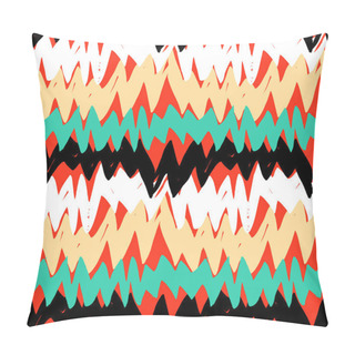 Personality  Striped Hand Drawn Pattern With Zigzag Lines Pillow Covers