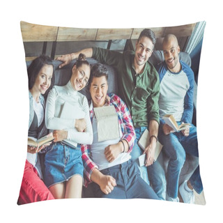 Personality  Multiethnic Students With Books Pillow Covers