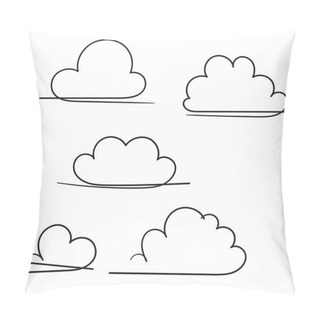 Personality  Collection Of Cloud Icon Vector Illustration With Single Continuous Line Hand Drawing Doodle Style Pillow Covers