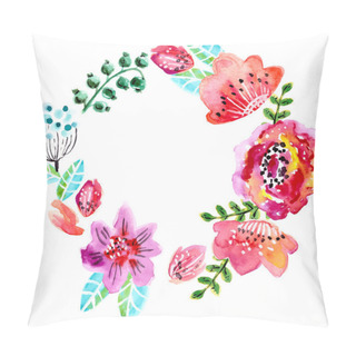 Personality  Watercolor Floral Frame For Wedding Invitation Pillow Covers