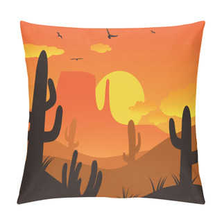Personality  Cactus Desert On Sunset Pillow Covers