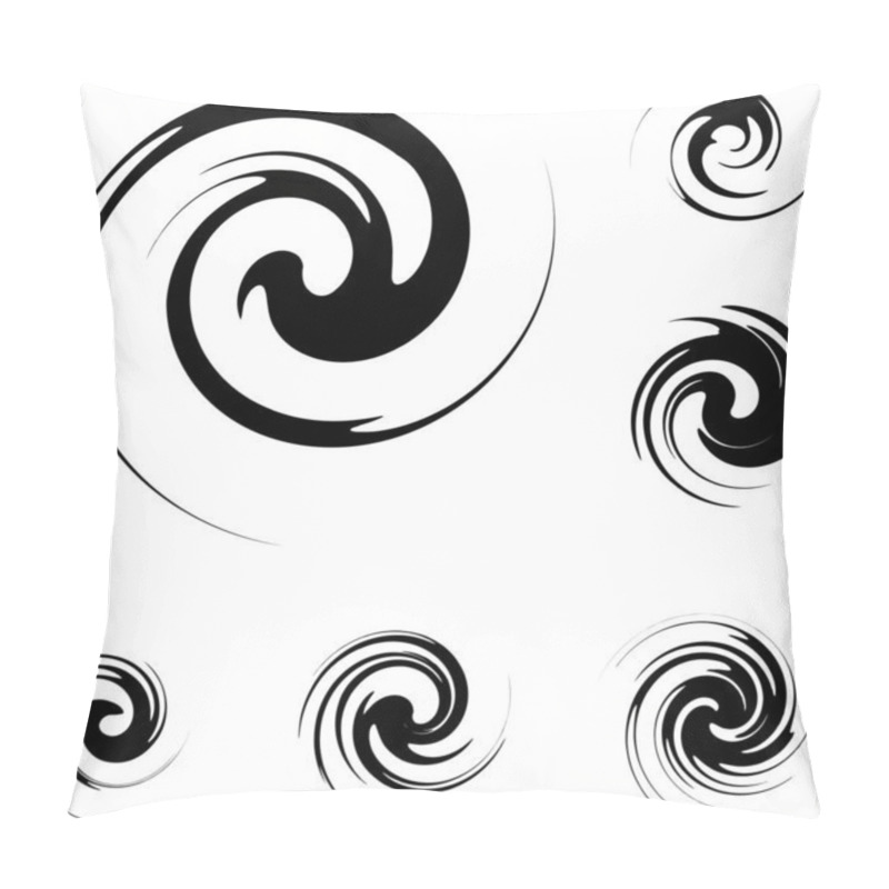 Personality  unpredictable black spirals spinning to the left side on a white background, 6 pieces pillow covers