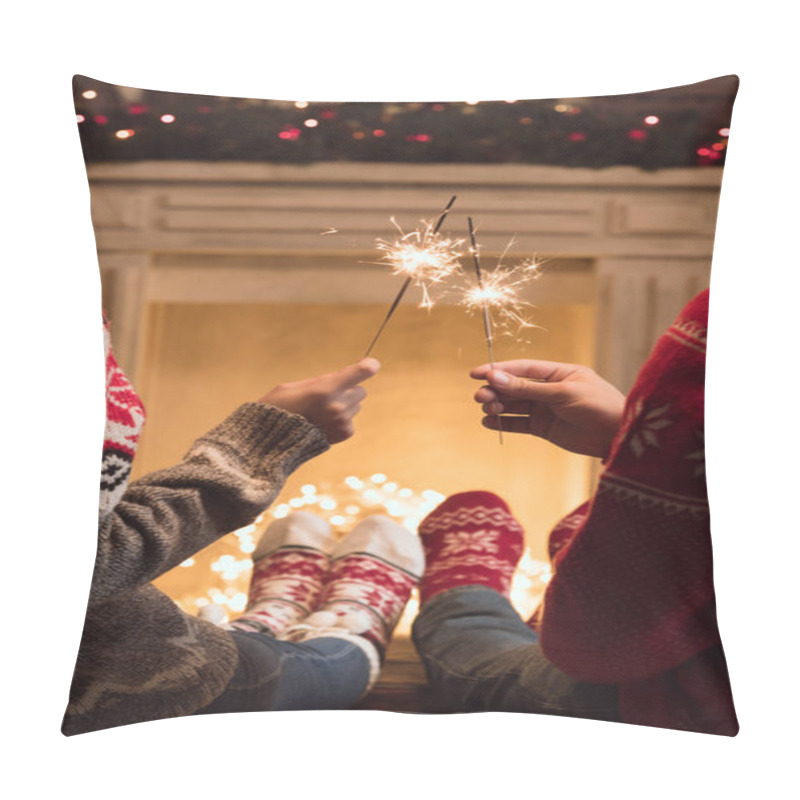 Personality  couple holding sparklers  pillow covers