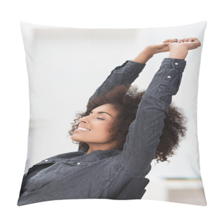 Personality  African American Businesswoman Relaxing At Work Pillow Covers