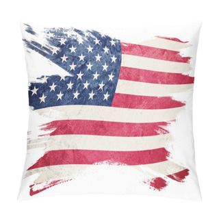 Personality  Grunge USA Flag. American Flag With Grunge Texture. Brush Stroke. Pillow Covers