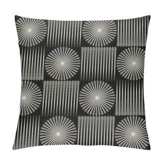 Personality  Black-and-white Seamless Pattern, Squares, Circles, Vintage, Ornament Pillow Covers