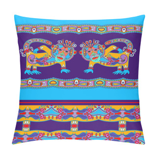 Personality  Folk Ethnic Animal - Monkey With Seamless Geometry Vintage Patte Pillow Covers