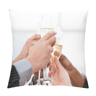 Personality  Close-up Of Businessmen Celebrating An Event With Champagne Pillow Covers