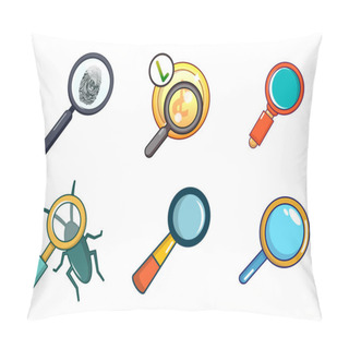 Personality  Magnified Glass Icon Set, Cartoon Style Pillow Covers