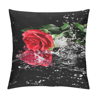 Personality  Red Rose With Water Drops Pillow Covers