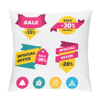 Personality  Happy New Year Sign. Christmas Trees. Pillow Covers