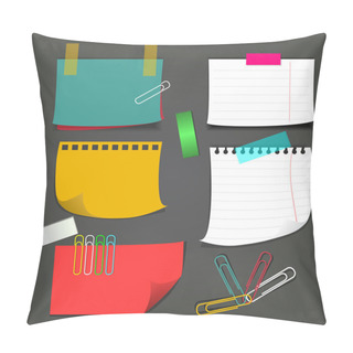 Personality  Paper Notes With Paperclip. Set Of Vector Pillow Covers