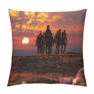 Personality  Group Of Trekkers Making An Excursion Pillow Covers