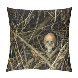 Personality  Still Life With A Skull In Forest Pillow Covers