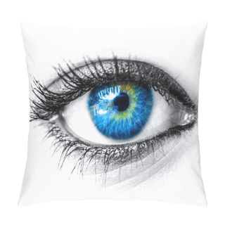 Personality  Blue Woman Eye Macro Shot Pillow Covers