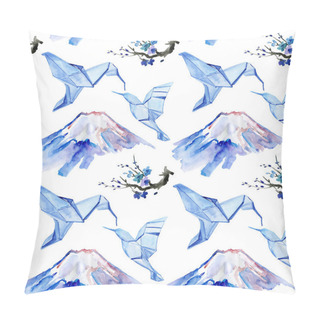 Personality  Mountain Fuji , Birds And Sakura Branches Pillow Covers