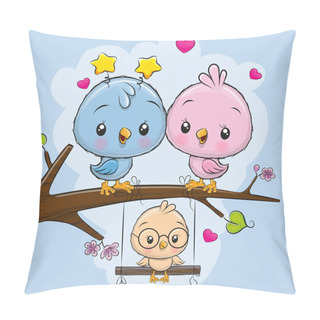 Personality  Two Cute Birds And A Chick Pillow Covers