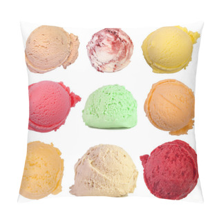 Personality  Scoops Of Ice Cream Isolated On White Background Pillow Covers