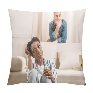Personality  Frustraited Couple Beside Couch Pillow Covers
