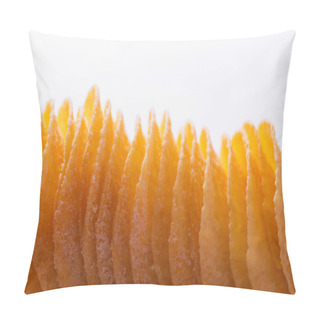 Personality  Top View Of Salty And Crunchy Potato Chips Isolated On White Pillow Covers
