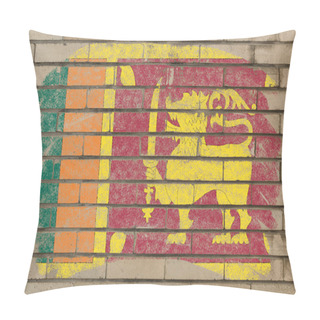 Personality  Flag Of Srilanka On Grunge Brick Wall Painted With Chalk Pillow Covers